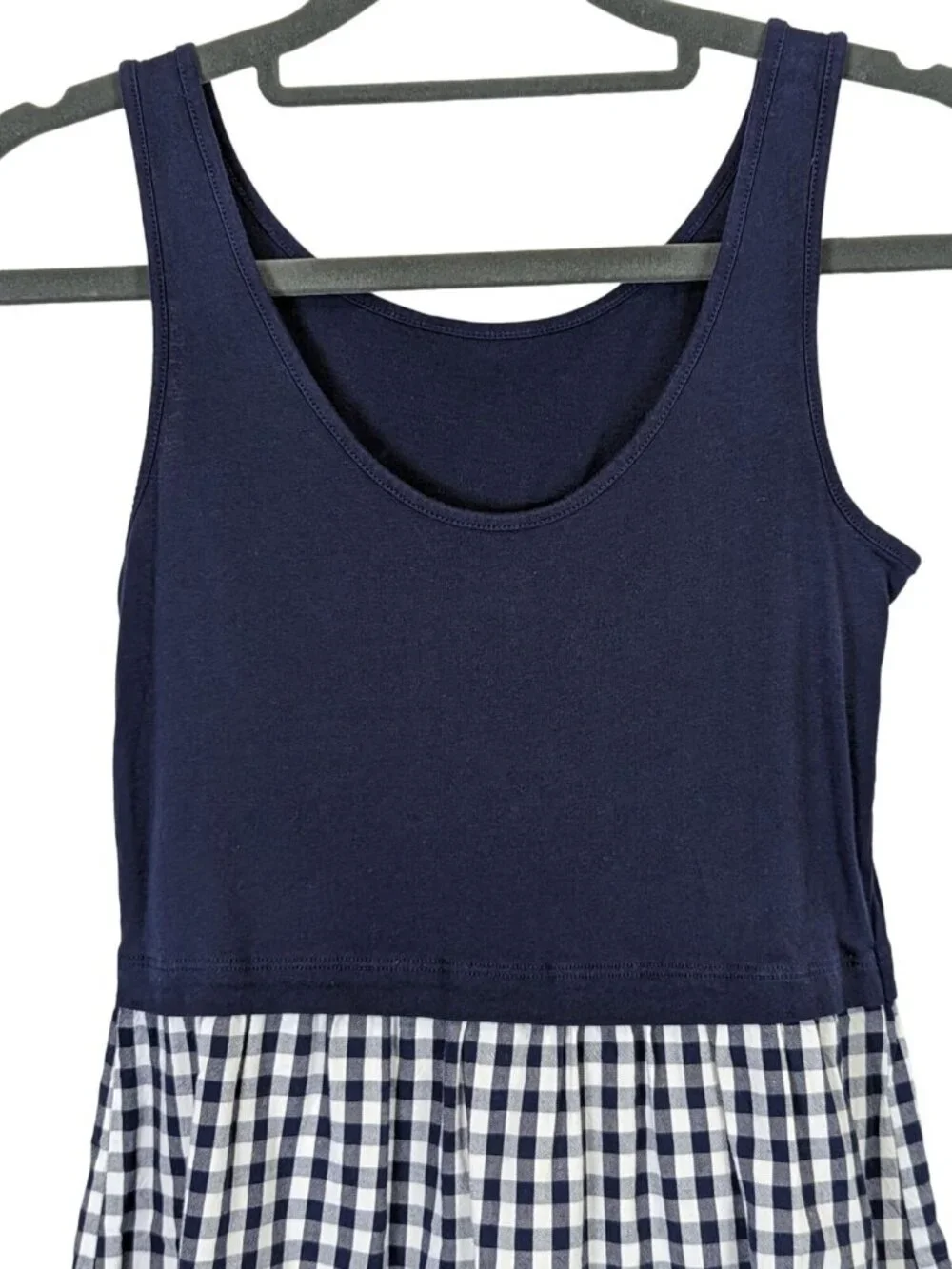Old Navy Dress Girls size L 10 12 Blue Nautical Pullover Gingham Check Sailor
